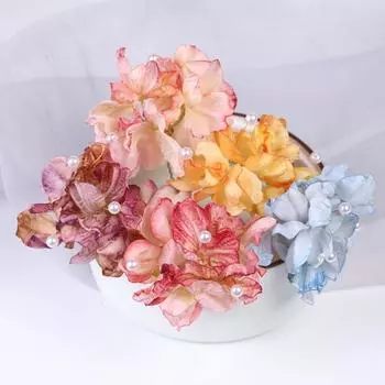 Metal Artificial Flower Hair Stick Cloth Hanfu Hair Stick Exquisite U Shaped Hair Stick Bridal Blue-A