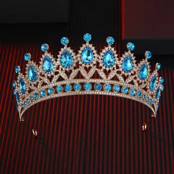 Metal Baroque Crown Gold Rhinestone Crown Fashion Princess Tiara Bridal белый