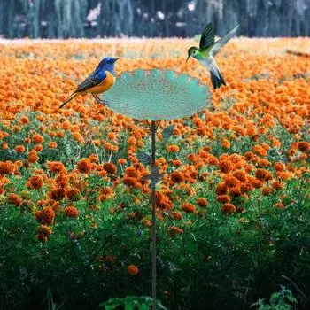 Металлическая кормушка для птиц с имитацией листьев, водонепроницаемая, простая сборка