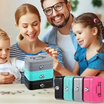 Metal Cash Box Mini Safe Lock Box Money Bank Metal Coin Bank Security Box Sturdy Cash Portable for Kids Coin Collection