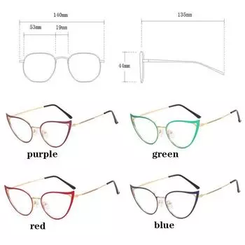 Metal Cat Eye Anti-blue Light Glasses Frame New Ins Female Europe and The United States Fashion Trend Metal Flat Glasses