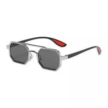 Metal Double Beam Small Frame Sunglasses Business Men S Outdoor Uv Protection Sunglasses Personalized Polygonal Glasses