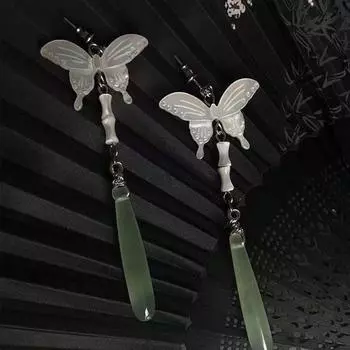 Metal Drop Shaped Earrings Butterfly Dangle Earrings Elegant Eardrop Daily Wear butterfly