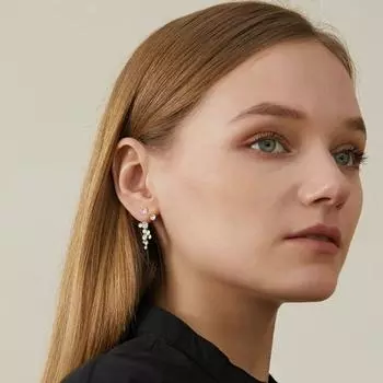 Metal Ear Studs Golden Ear Drop Stars Metal Earrings Daily Wear серебряный