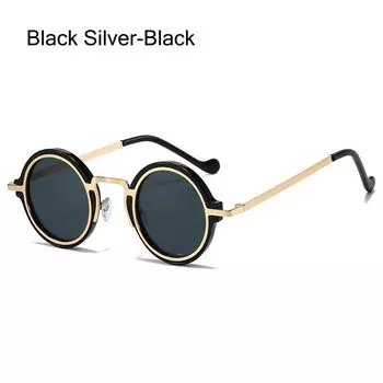 Metal Frame Punk Shades UV400 Protection Driving Sun Glasses Fashion Eyewear for Women & Men Black Gold-Black