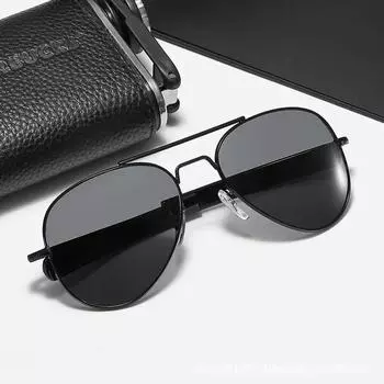 Metal Framed Sunglasses UV400 Double Beam Glass Lens TR+metal Trendy Sunglasses Protective Glasses зеленый цвет-серебро