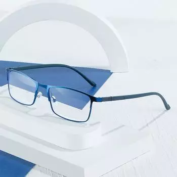 Металлическая оправа с полной блокировкой синего света, студенческие очки для близорукости с квадратными очками для чтения Strength 1