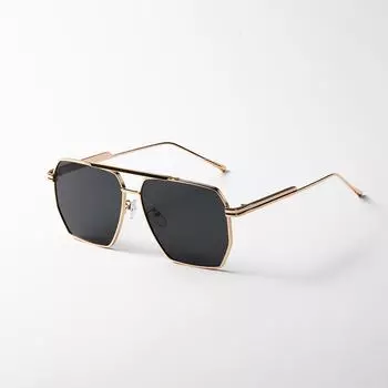 Metal Glasses Double Beam Pilot Retro Sunglasses Women Large Frame Sunglasses Men