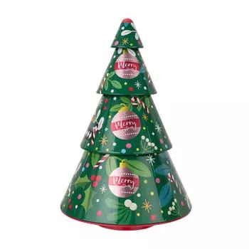 Metal Green A Tin Candy Box In The Shape Of A Christmas Tree For Festival Gift