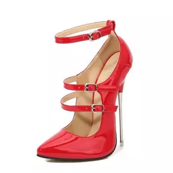 Metal heel nightclub reverse string foot fetish sex bed large size high heels stiletto 35