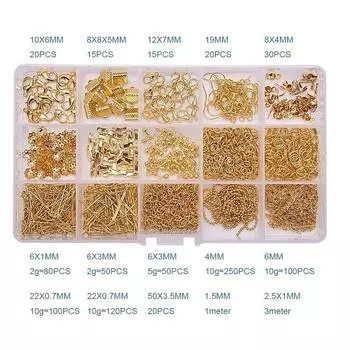 Metal Jewelry Making Kit DIY Necklace Materials Accessories Findings and Beading Wires Earring Hook Jewelry Making Supplies Kit A