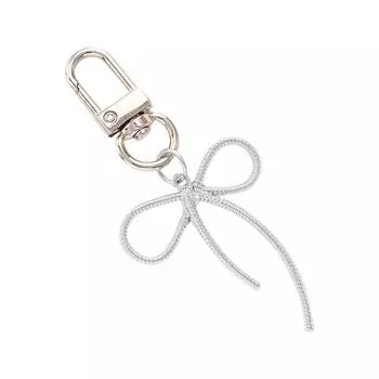 Metal Keyring Bowknot Keychain Pendant Car Key Chain Lovely Bows Keyrings Hanging Ornaments Bag Charm for Woman серебряный