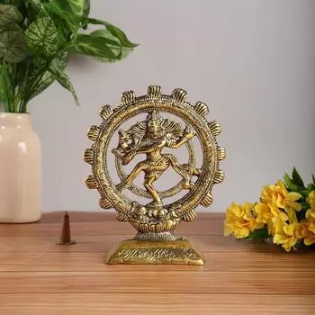 Metal Lord Shiva Dancing Natraj Statue Idol. Natraja Idol for Home Temple,Office,Gifts золотистый