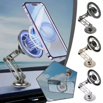 Металлический магнитный автомобильный держатель для телефона, вращающийся на 360 градусов, складной настольный кронштейн для телефона в автомобиле для B1d1