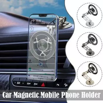 Metal Magnetic Car Phone Holder 360 Rotatable Foldable Desk Phone Bracket In Car For Q1j4