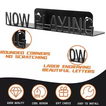 Metal Now Playing Виниловая пластинка Стенд Настенный держатель для альбомов Дисплей Черный Современный Винтажный Виниловая пластинка Дисплей One Size чёрный