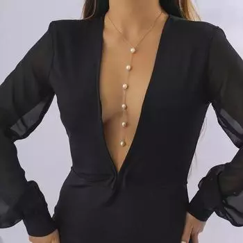 Metal Pearl Body Chain Electroplate Bikini Chest Chain Sexy Waist Belly Belt Chain Beach серебряный