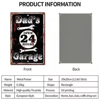 Metal Poster Vintage Car Tin Sign Plaque Plate Club Decorative Metal Signs Car Tools Shabby Wall Sticker Garage Shop Wall Decor 20x30cm