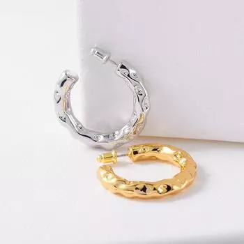 Metal stud earrings 925 sterling silver light retro simple style Xiaoxiangfeng earrings niche design Qingdao earrings золотой