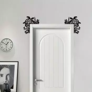 Metal Turtle Ocean Wall Sticker – Decorative Door Corner & Frame Art, Elegant Hanging Wall Art for Coastal Home Decoration светло-серый