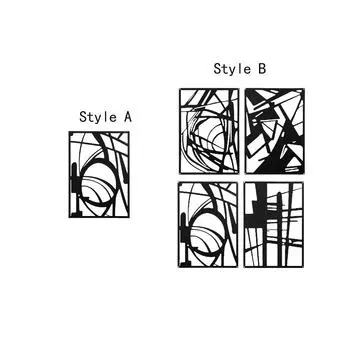 Metal Wall Art Abstract 4 Pack Artwork Ornament Display 3D Textured Decoration for Patio Living Room Fence Gift Dining Room