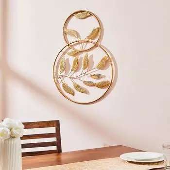 Metal Wall Frame | Elegant Nature | Inspired Leaf Design| Sturdy Iron | Wall Hanging | Wall Dcor | Easy Installation | 40 x 40 cm