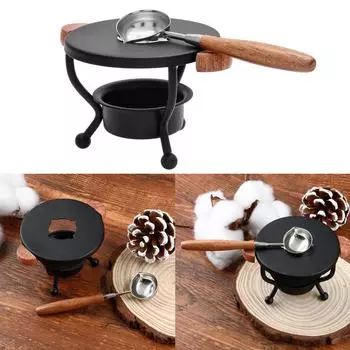 Metal Wax Seal Warmer with Spoon Practical Wax Seal Furnace Wax Melting Pot for Sealing Wax Beads Letter Envelope Stamp