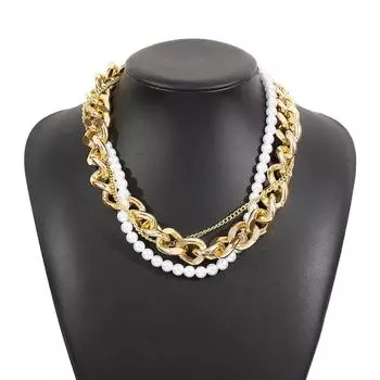 Metal Wind Pearl Stacked Neck Chain Women s Light Luxury Vintage Medieval Necklace