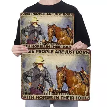 Metall-Cowboy-Blechschild rechteckig Eisen Malerei Wand Zuhause Bar Dekoration 3