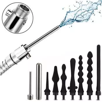 Металл Нержавеющая сталь Анальный Инь Сосиска Смыватель Силиконовый Задний двор Очистка Женщин Стиральное Устройство Взрослые Пары Секс Игрушки Control Valve