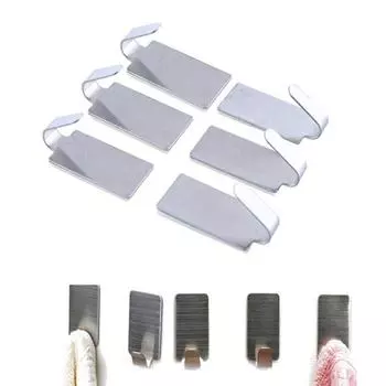 Металл Нержавеющая сталь Крючки Без следов Сильный клей Кухня Ванная комната Настенные дверные крючки 6 упаковок