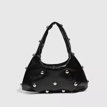 Metallic Punk-Style Mushroom Rivet Shoulder Bag