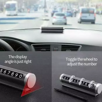 Металлическая автомобильная временная парковочная карта, универсальная вращающаяся телефонная пластина, парковые аксессуары, автостайлинг R3N3 black-One-size