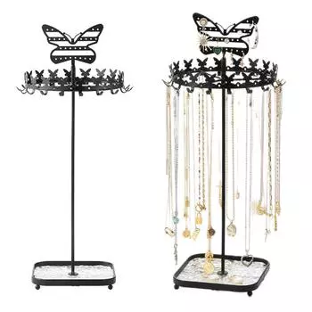 Металлическая бабочка держатель для ювелирных изделий стенд с подносом подвесной органайзер башня стеллаж для хранения ожерелий сережек золотой