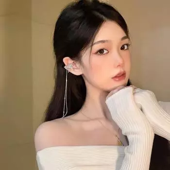 Металлическая бабочка кисточка ушная косточка клипса женская без пирсинга ушей клипса ушная подвеска Mori Xianmei серьги круглое лицо Advanced Sense