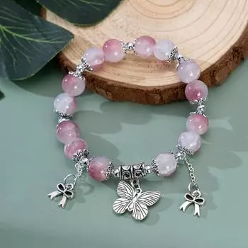 Металлическая бабочка стеклянный бисер браслет Bowkont Y2k цепочка браслет бабочка подарок на день рождения розовый
