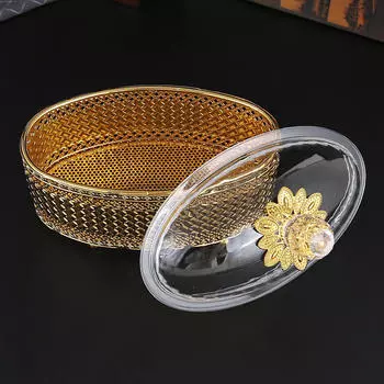 Металлическая банка для конфет, многофункциональная миска для хранения сладостей с прозрачной крышкой, коробка для фруктов, ювелирные изделия