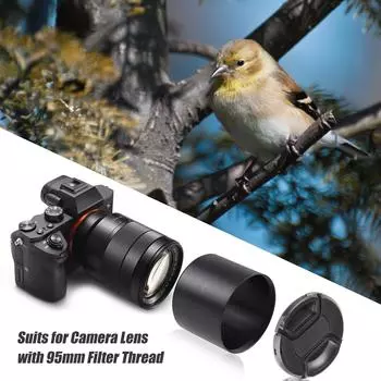 Металлическая бленда 95 мм. Винт 78 x 95 мм. Алюминиевый сплав для объектива камеры с резьбой для фильтра 95 мм. чёрный