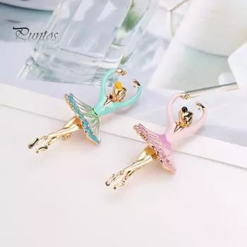 Металлическая брошь сверкающего яркого цвета, нержавеющая, невыцветающая, элегантная, балетная, брошь-фея, булавка, украшение для платья, булавка на лацкане розовый