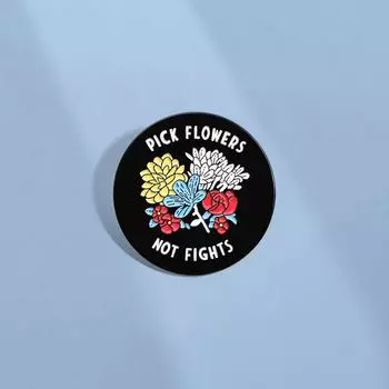 Металлическая брошь в виде цветка с забавной английской фразой, круглый литой аксессуар для мужских и женских рюкзаков, идеально подходит для студентов QHXZ2575