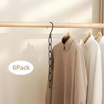 Металлическая цепь вешалки для одежды аксессуары, универсальный выдвижной органайзер для шкафа складной для Black 6pcs