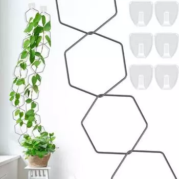 Металлическая цепная решетка Yousheng для вьющихся растений, комнатная шестиугольная кольцевая опорная рама для растений, настенное крепление, решетка для растений для выращивания плюща потоса 10pcs