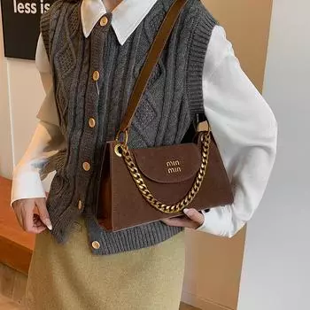 Металлическая цепочка дизайнерская женская сумка замшевая универсальная сумка через плечо сумка через плечо для поездок на работу новая