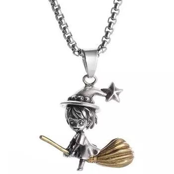 Металлическая цепочка для свитера Винтажное длинное ожерелье Изысканные модные украшения Хэллоуин серебряный