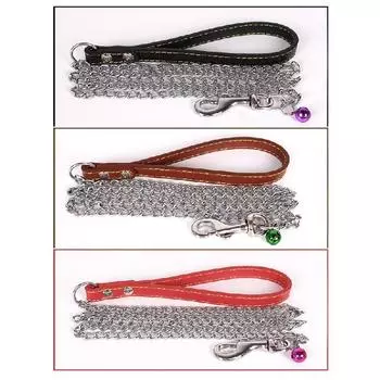 Металлическая цепочка для жевания, ручка для поводка для больших и средних собак, тренировки на открытом воздухе, прогулки, сверхмощная цепочка, поводок для собаки, поводок для собаки 2mm*120cm чёрный