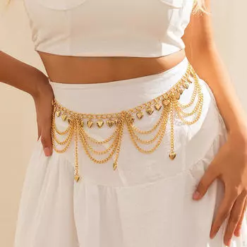 Металлическая цепочка на талию для женщин, пояс, повседневное украшение, регулируемые украшения для тела