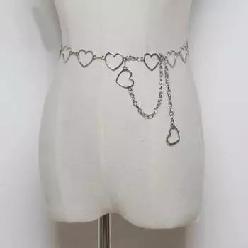 Металлическая цепочка на талию Love Heart, универсальный пояс, женские декоративные вставки, простое модное платье с клетчатой юбкой Jk, цепочка на талию серебряный