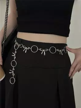 Металлическая цепочка на талию с бантом, женская юбка, премиальное ощущение, облегающий дизайн, аксессуары, тонкий ремень серебряный