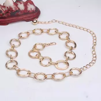 Металлическая цепочка на талию Женская простая ветряная круглая декоративная кольцевая цепочка с ремнем для платья золотой