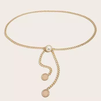 Металлическая цепочка на талию Женский аксессуар Жемчужная пряжка Модная Пряная девушка Цепочка для тела Цепочка для ремня платья